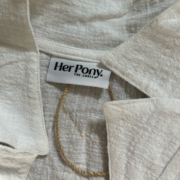 Tie front crop top with collar - Picture 2 of 2